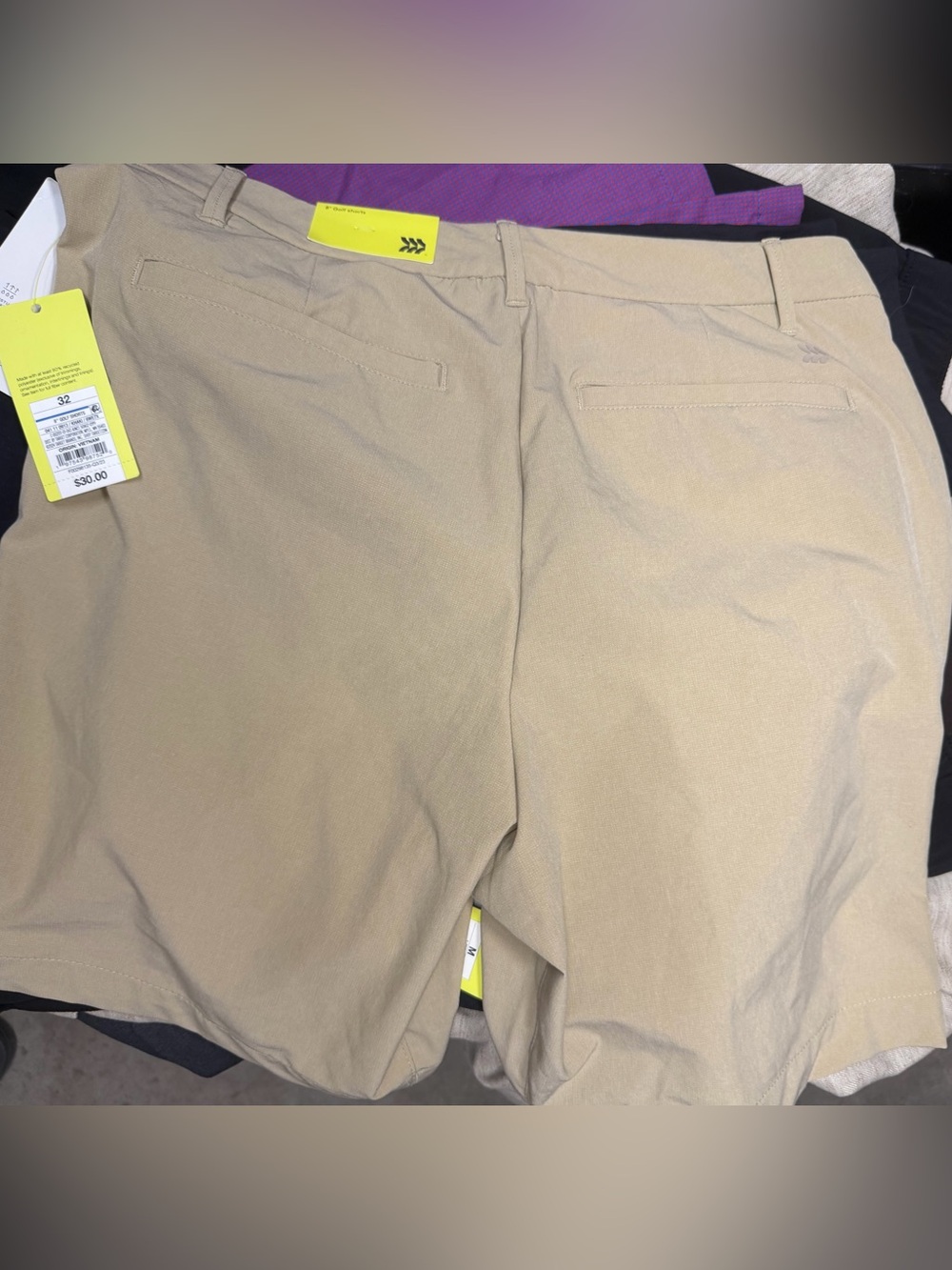 NWT Beige All In Motion 32 Golf Shorts 8”